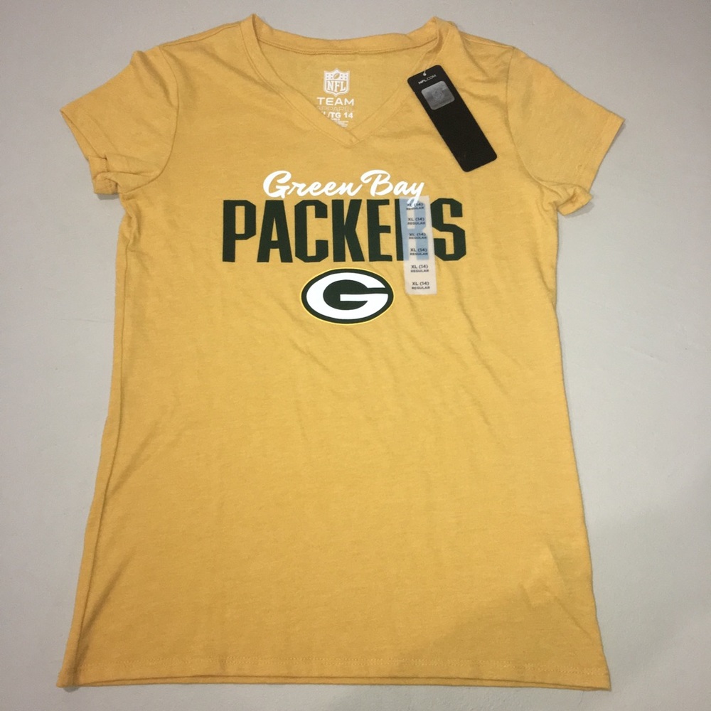 NFL Green Bay Packers Vneck Tshirt Yellow XL 14